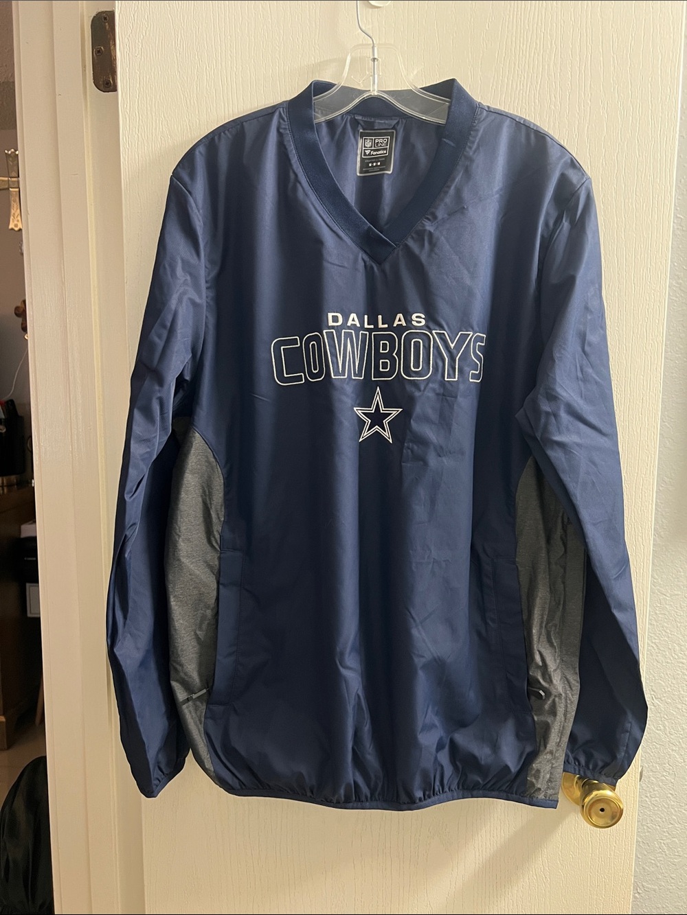 NFL Dallas Cowboys Navy and Gray Pullover Puffer Jacket